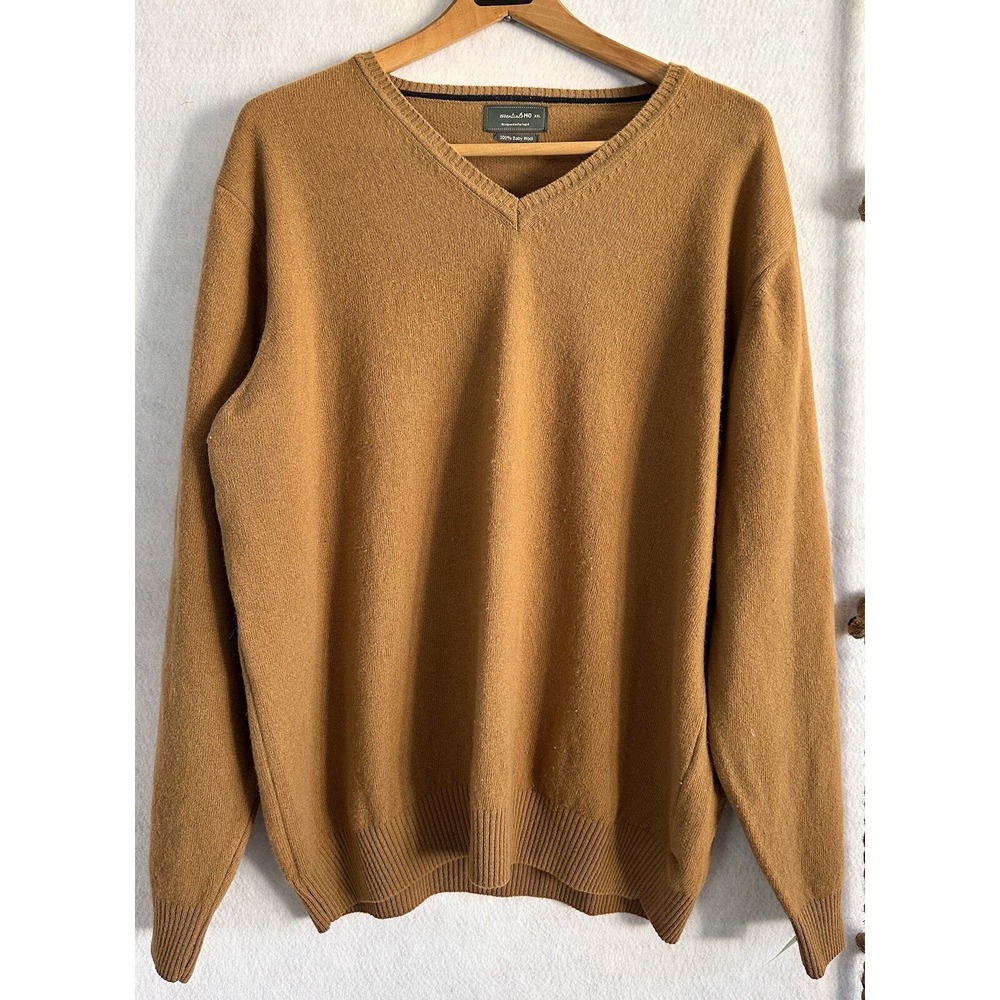 Wool Sweater Brown Gold Office Career Professional Men's XXL‎